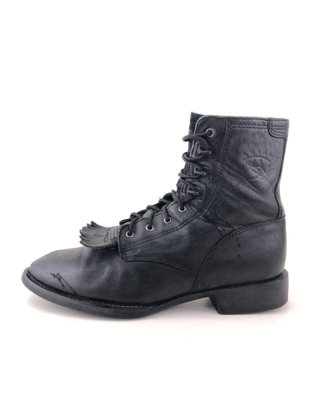 Ariat Heritage Lacer Black Leather Western Ankle Boots 7.5 B
